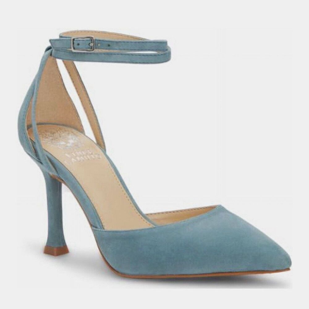 Vince Camuto Ketrinda Light Blue Suede Ankle Strap Heels Pumps Size 9M New